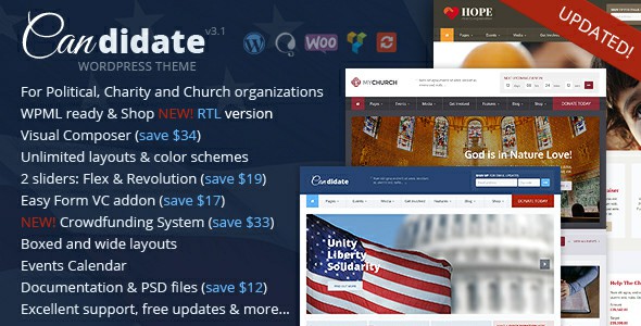 Candidate Political Nonprofit Church WordPress Theme