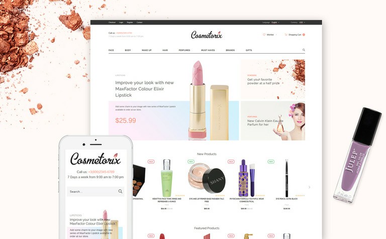 Cosmetorix Responsive Cosmetics Store OpenCart template RTL